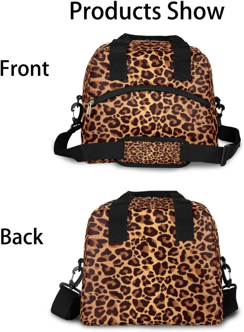 Leopard Cheetah Skin Insulated Lunch Bag for Women Men Adult Lunch Tote Bag with Shoulder Strap Reusable Lunch Box Large Containers Thermal Cooler Bag for Work School Picnic Lightweight Handbag