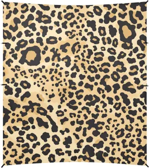 Leopard Print Pattern Background Seamless Repeating Foldable Beach Canopy UPF50  Protection Easy Setup Portable Sun Shelter with Sturdy Poles, Sandbags and Shovel for Family Trips, Picnics &