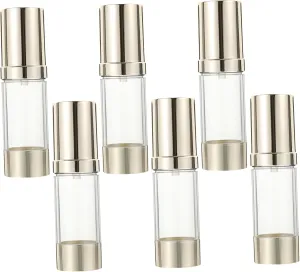 LIFKOME 6Pcs Refillable Airless Pump Bottles Portable Dispenser for Travel Lightweight Leak Containers for Lotion Gel Toner and Makeup Remover for Skincare and Pet
