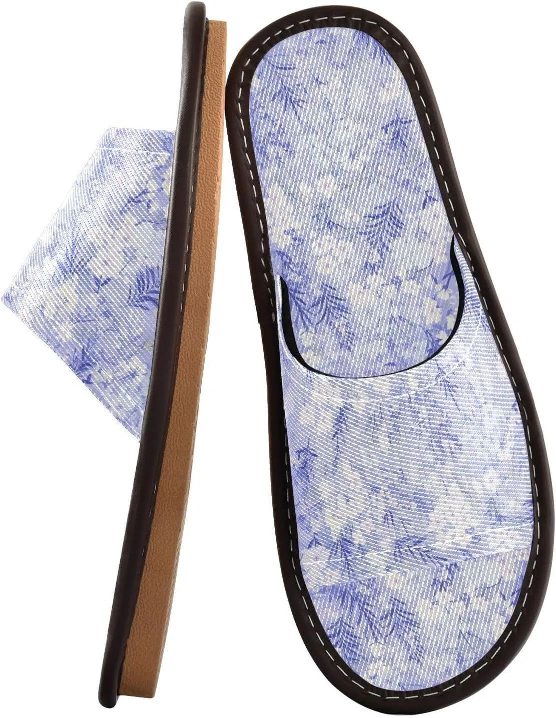 Light Lavender Wildflowers Women Men's Travel Slippers Portable Dorm Home Slides for Home Outdoor Hotel