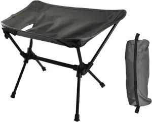 Lightweight Camping Stool Aluminum Small Folding Portable Chair with Carry Bag Retractable Backpacking for Fishing Sketching Barbecue-Noir
