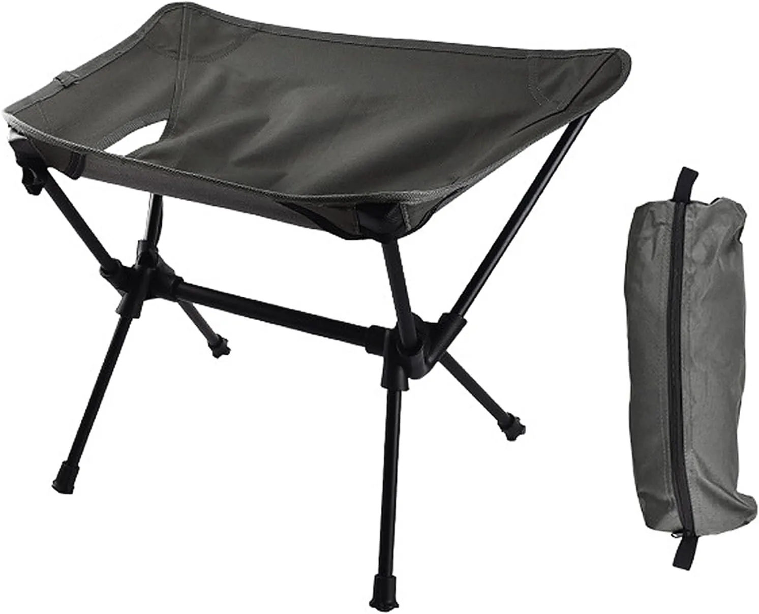 Lightweight Camping Stool Aluminum Small Folding Portable Chair with Carry Bag Retractable Backpacking for Fishing Sketching Barbecue-Noir