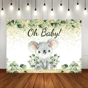 Lofaris Cute Koala 1st Birthday Party Backdrop Greenery Boy First Birthday Background Oh Baby Baby Shower Party Decor Cake Table Banner 7x5ft