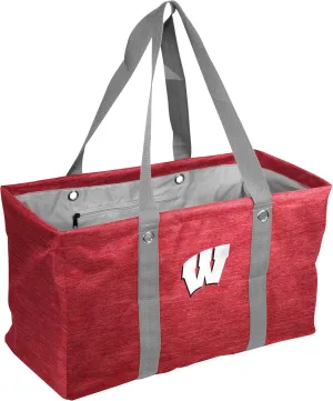 Logo Brands NCAA Wisconsin Badgers Unisex Crosshatch Picnic Caddy – Multipurpose Oversized Tote with Reinforced Handles, Team Logo, and Interior Pocket