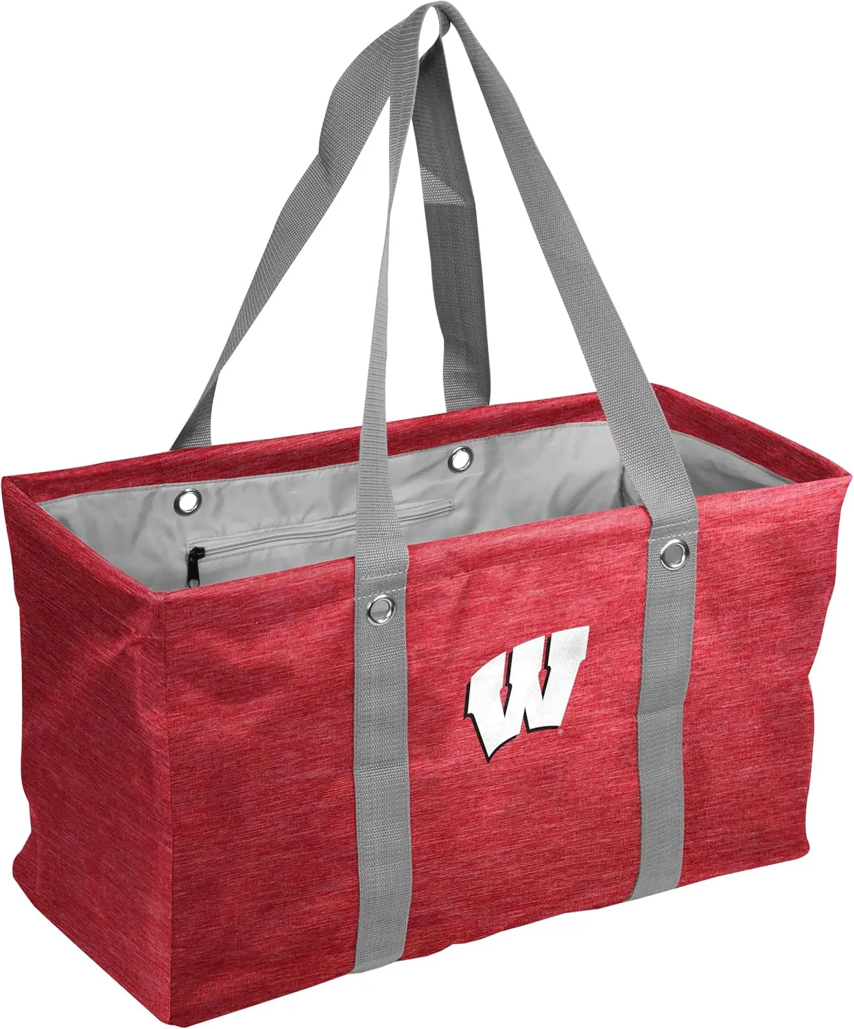 Logo Brands NCAA Wisconsin Badgers Unisex Crosshatch Picnic Caddy – Multipurpose Oversized Tote with Reinforced Handles, Team Logo, and Interior Pocket