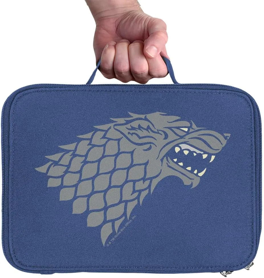 LOGOVISION Game of Thrones Stark Sigil Insulated Soft Sided Lunch Box - Reusable Lunch Bag For School Office Work, BPA Free, Royal