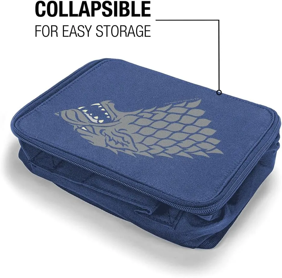 LOGOVISION Game of Thrones Stark Sigil Insulated Soft Sided Lunch Box - Reusable Lunch Bag For School Office Work, BPA Free, Royal