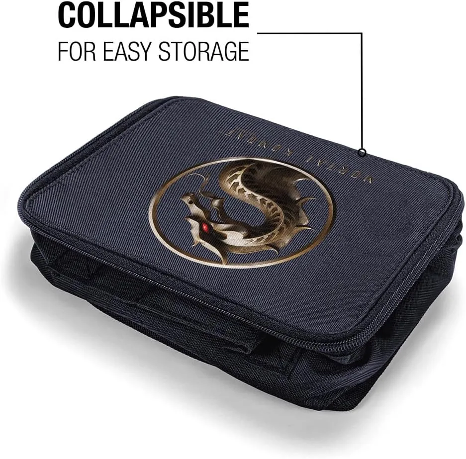 LOGOVISION Mortal Kombat Klassic Logo 2 Insulated Soft Sided Lunch Box - Reusable Lunch Bag For School Office Work, BPA Free, Navy