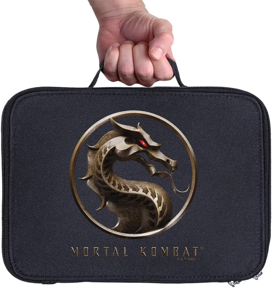 LOGOVISION Mortal Kombat Klassic Logo 2 Insulated Soft Sided Lunch Box - Reusable Lunch Bag For School Office Work, BPA Free, Navy
