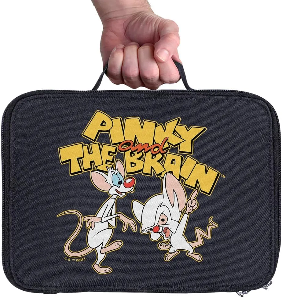 LOGOVISION Pinky and the Brain Logo Insulated Soft Sided Lunch Box - Reusable Lunch Bag For School Office Work, BPA Free, Navy