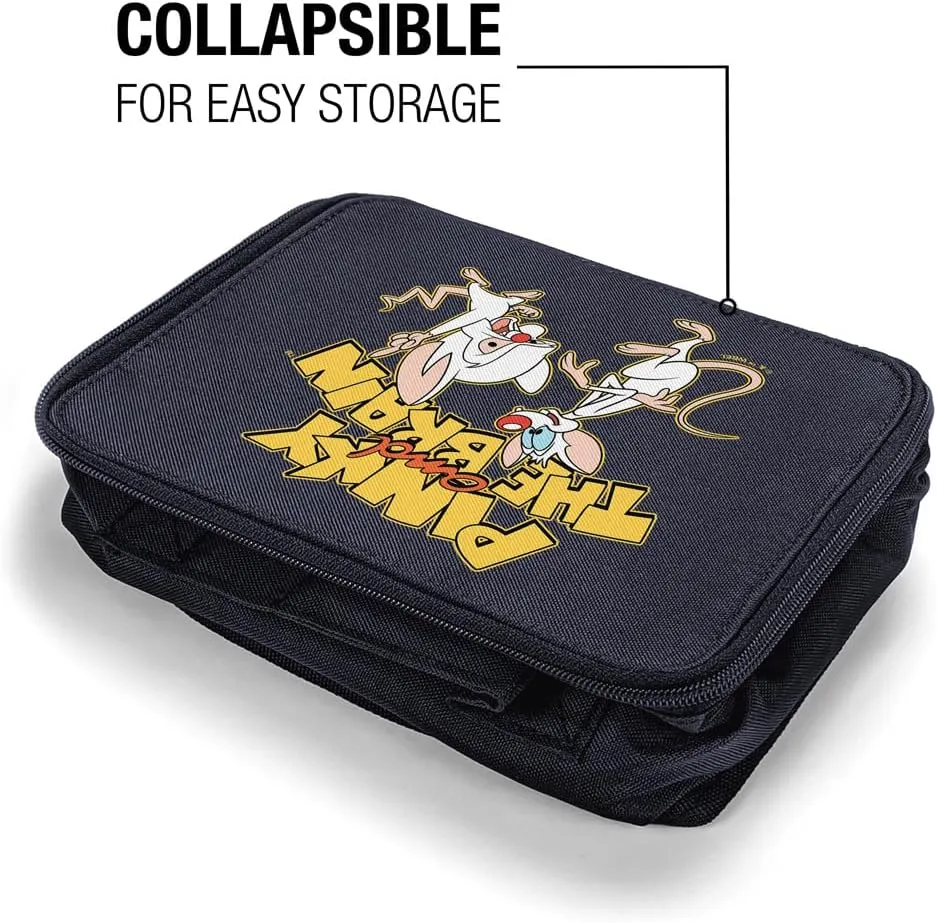 LOGOVISION Pinky and the Brain Logo Insulated Soft Sided Lunch Box - Reusable Lunch Bag For School Office Work, BPA Free, Navy