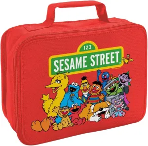 LOGOVISION Sesame Street Gang's Together Insulated Soft Sided Lunch Box - Reusable Lunch Bag For School Office Work, BPA Free, Red