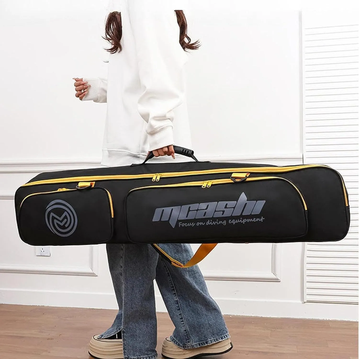 Long Fins Bag Flippers Bag with Shoulder Strap Heavy Duty Handbag Scuba Gear Storage for Freediving Swimming Snorkeling Beach
