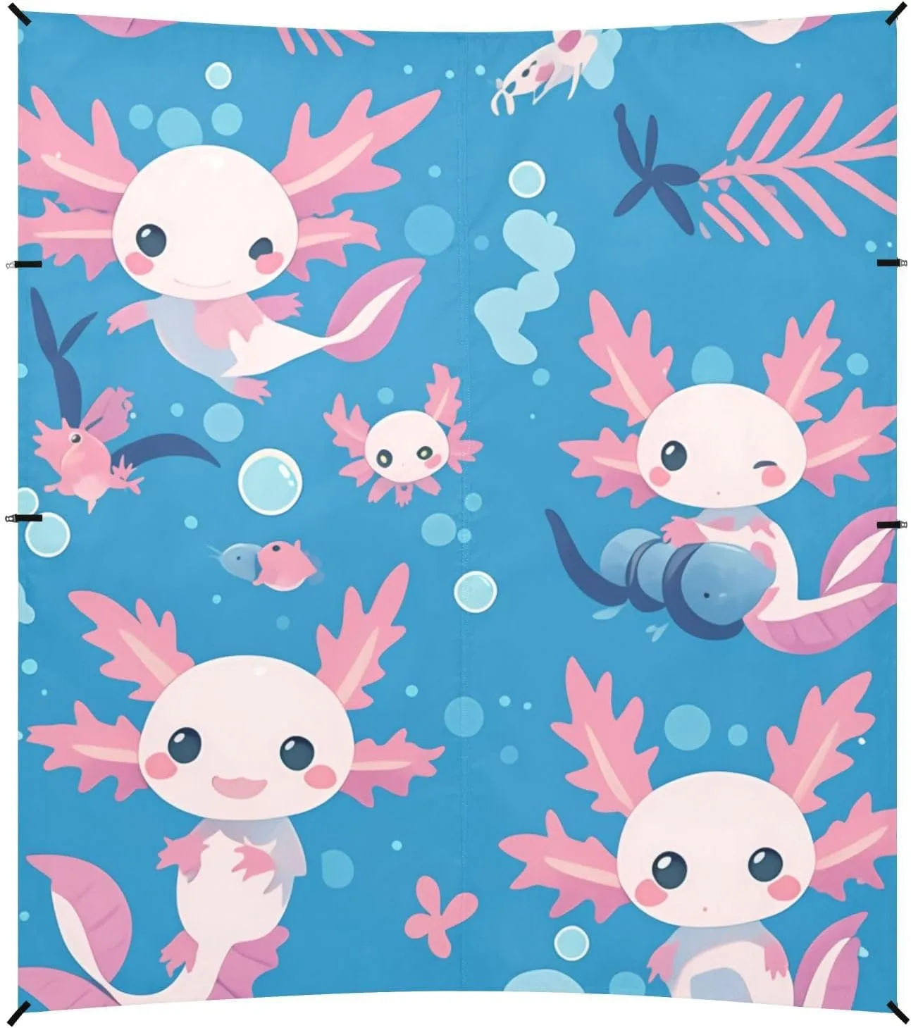 Lovely Axolotl Pattern Foldable Beach Cabana UPF50  Easy Setup Sun Shade with Sandbags & Sand Shovel for Camping Trips, Fishing, Backyard Fun or Picnics