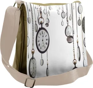 Lunarable Antique Messenger Bag, Old Vintage Pocket Watches, Unisex Cross-body