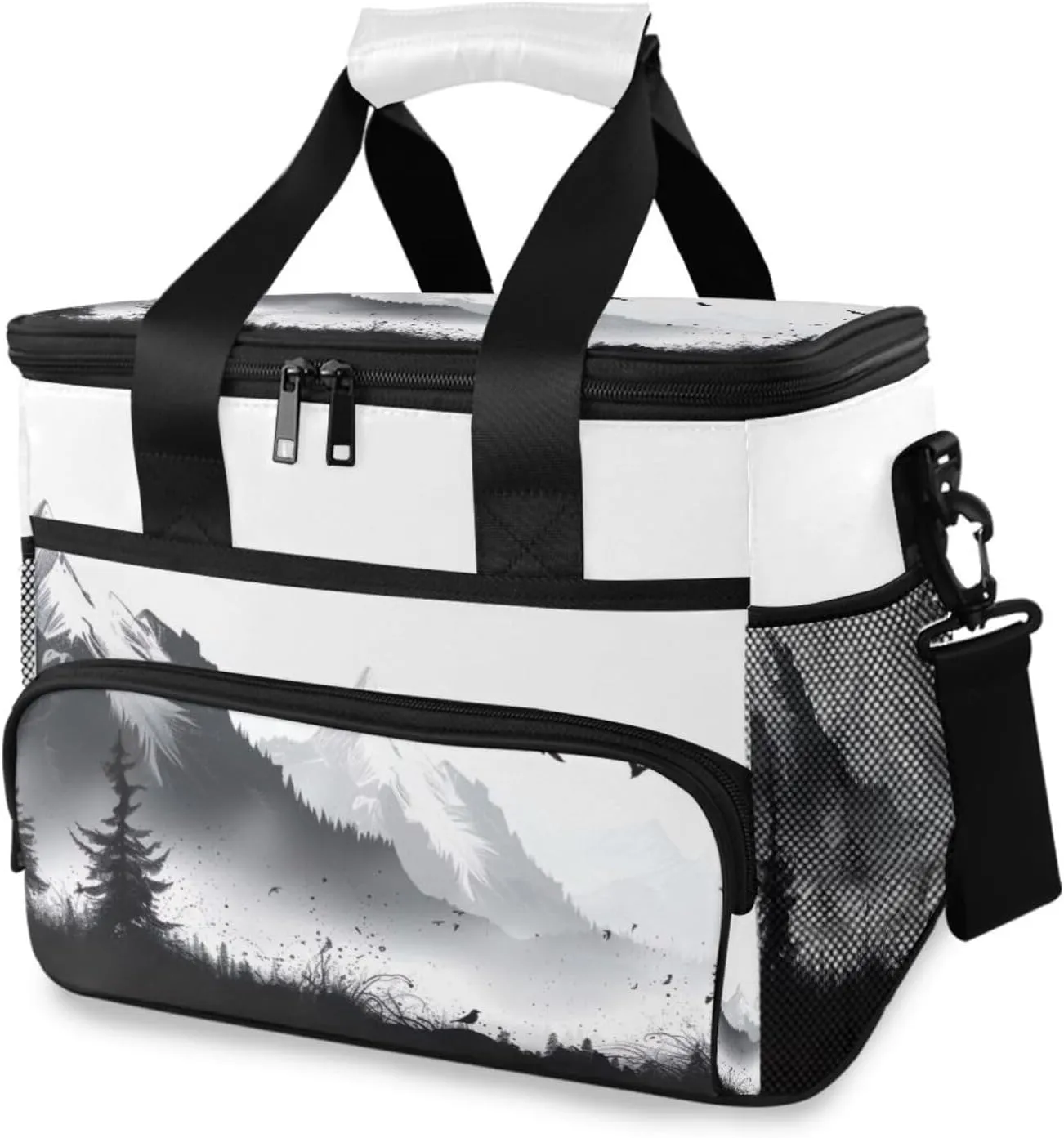 Lunch Bag for Women Men, Alpine Mountain Pattern Insulated Cooler Bag Leakproof Lunch Box with Adjustable Shoulder Strap for Work, Picnics, Meal Prep