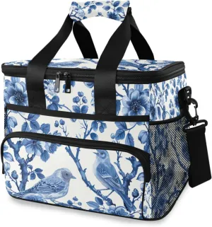 Lunch Bag for Women Men, Blue White Porcelain Insulated Cooler Bag Leakproof Lunch Box with Adjustable Shoulder Strap for Work, Picnics, Meal Prep