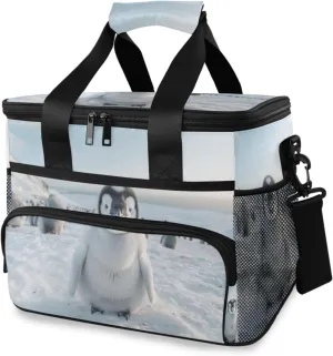 Lunch Bag for Women Men, Emperor Penguin Insulated Cooler Bag Leakproof Lunch Box with Adjustable Shoulder Strap for Work, Picnics, Meal Prep
