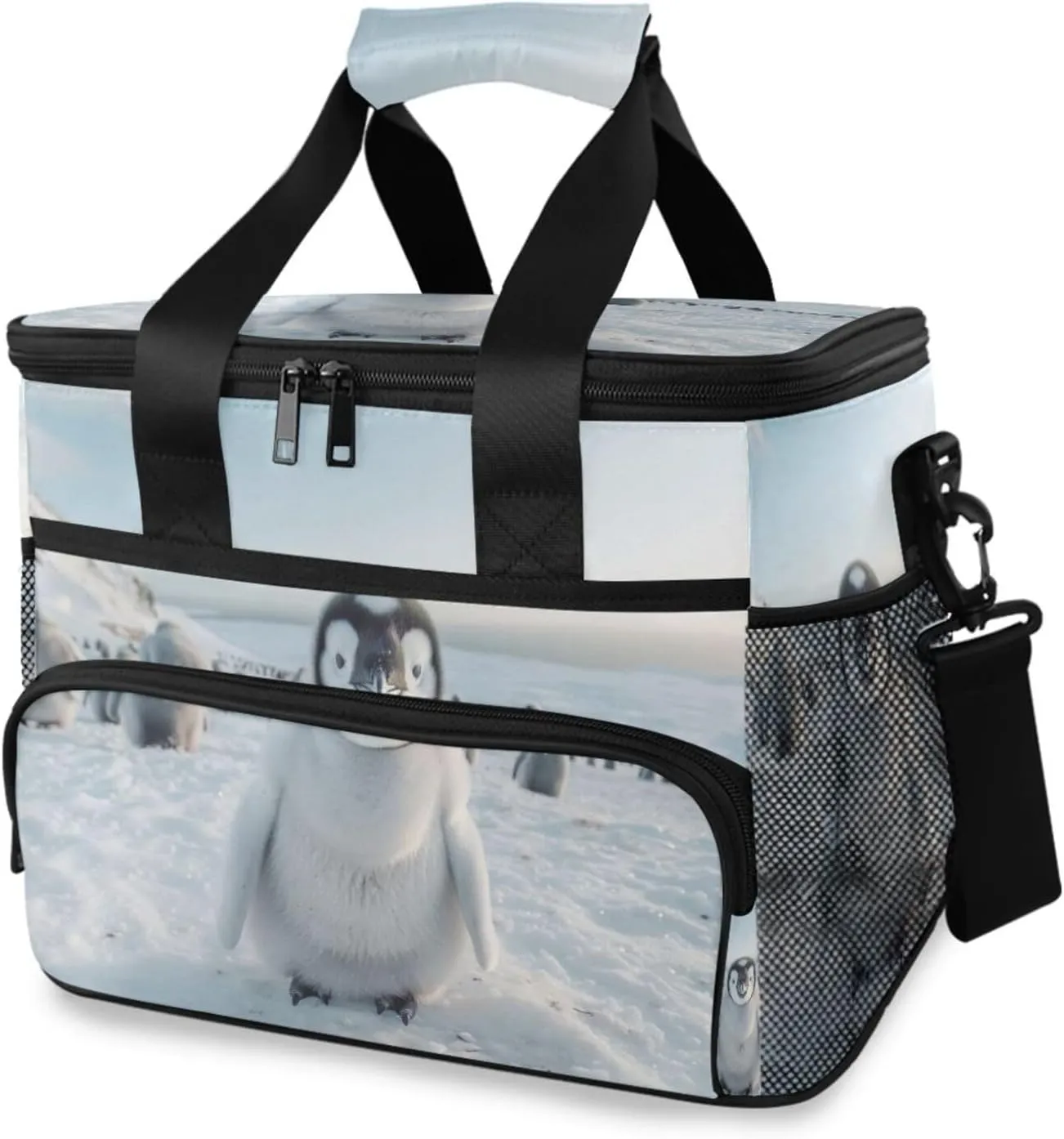 Lunch Bag for Women Men, Emperor Penguin Insulated Cooler Bag Leakproof Lunch Box with Adjustable Shoulder Strap for Work, Picnics, Meal Prep