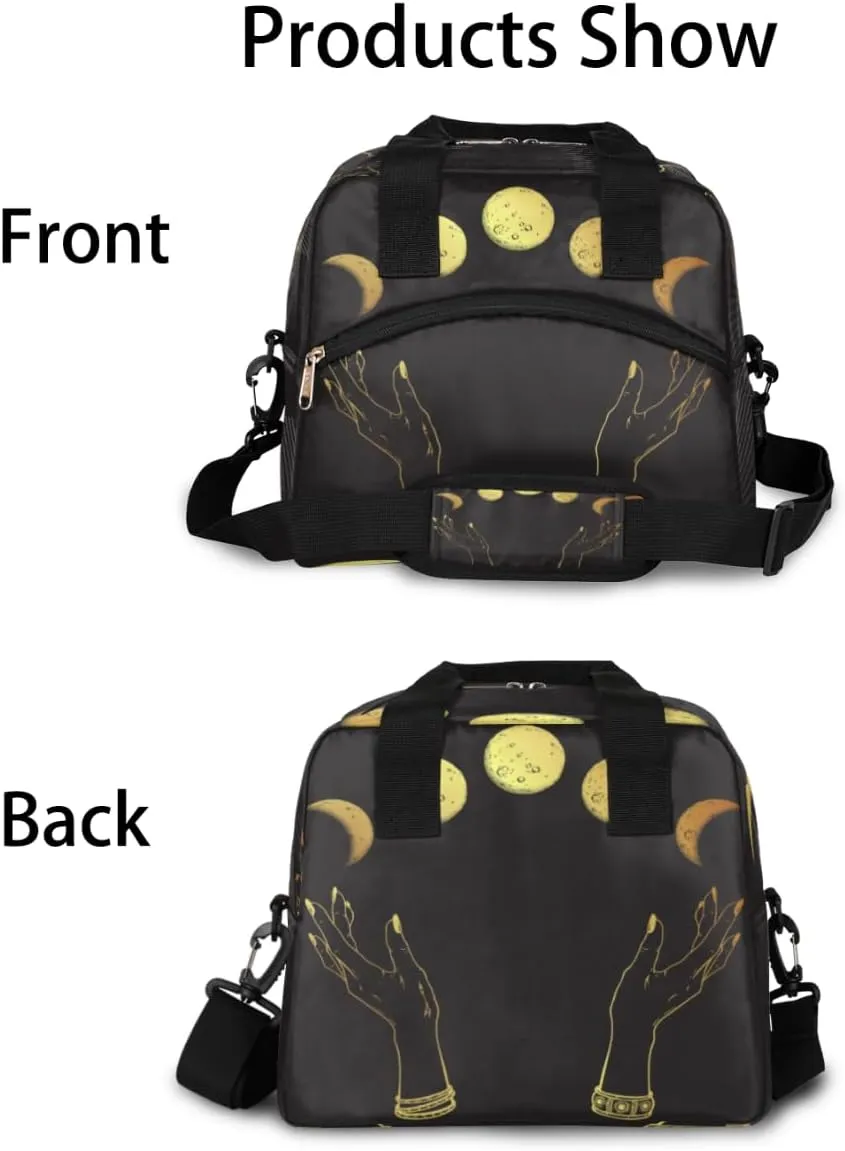 Lunch Bag for Women Men Lunar Variations Reusable Durable Insulated Lunch Box for Work Office Picnic Beach Hiking Lunch Tote Bag with Adjustable Shoulder Strap