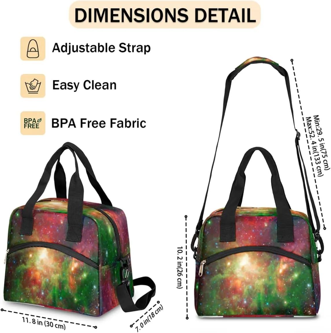 Lunch Bag for Women Men Milky Way Reusable Durable Insulated Lunch Box for Work Office Picnic Beach Hiking Lunch Tote Bag with Adjustable Shoulder Strap