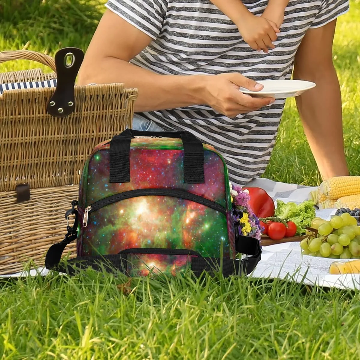 Lunch Bag for Women Men Milky Way Reusable Durable Insulated Lunch Box for Work Office Picnic Beach Hiking Lunch Tote Bag with Adjustable Shoulder Strap