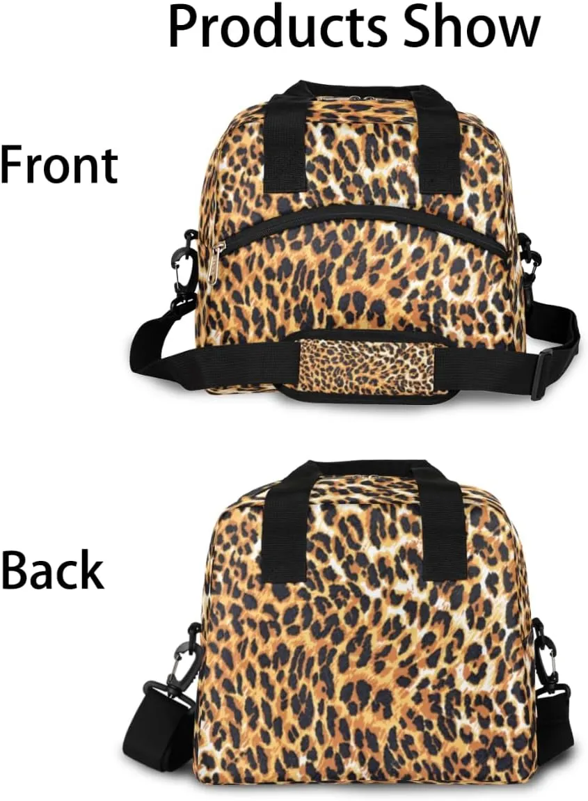 Lunch Bag for Women Men Noble Leopard Print Reusable Durable Insulated Lunch Box for Work Office Picnic Beach Hiking Lunch Tote Bag with Adjustable Shoulder Strap
