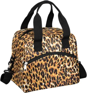 Lunch Bag for Women Men Noble Leopard Print Reusable Durable Insulated Lunch Box for Work Office Picnic Beach Hiking Lunch Tote Bag with Adjustable Shoulder Strap
