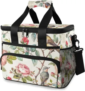 Lunch Bag for Women Men, Vintage Parisian Pattern Insulated Cooler Bag Leakproof Lunch Box with Adjustable Shoulder Strap for Work, Picnics, Meal Prep