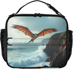 Lunch Bag Pterosaur Large Insulated Cooler Bag with Side Mesh Pockets and Shoulder Strap