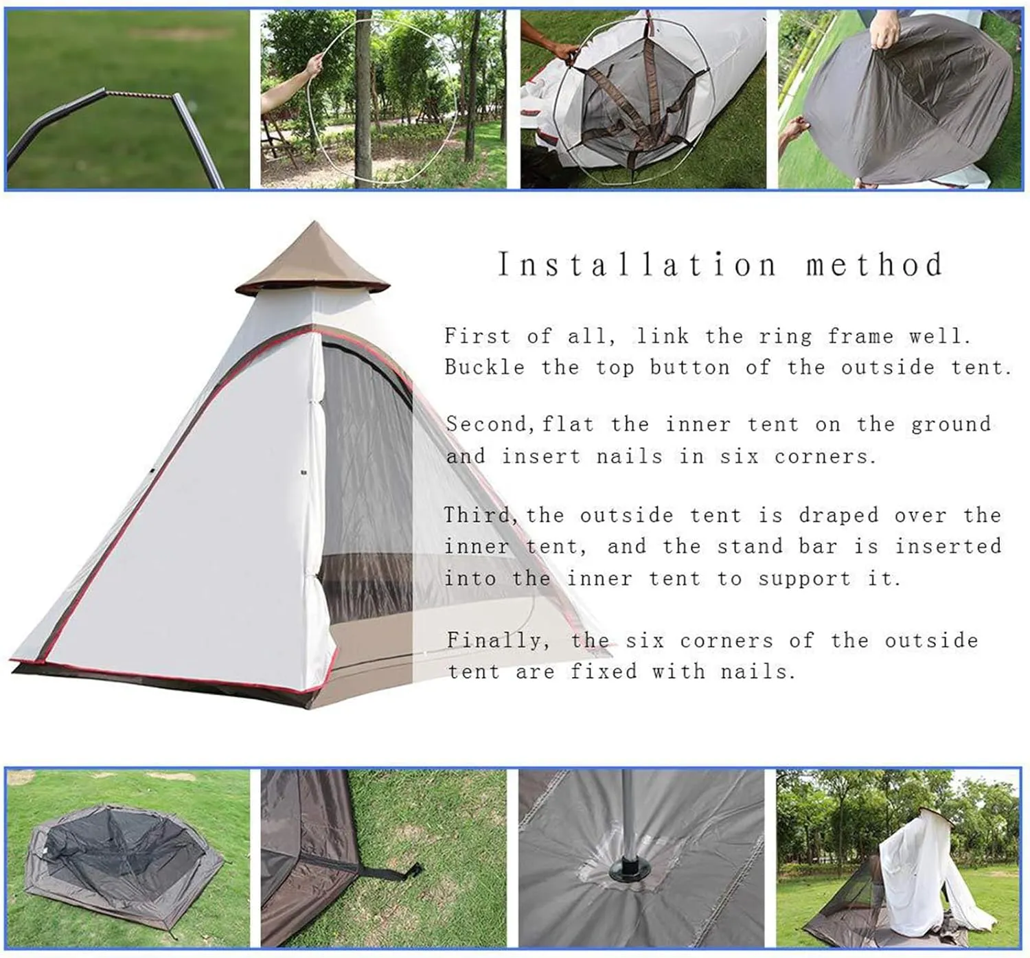 Luxury Yurt Tent for Family Glamping, Waterproof 4 Season Camping Tent for 5-6 People, Canvas Bell Tent for Family Camping, Outdoor Hunting Party