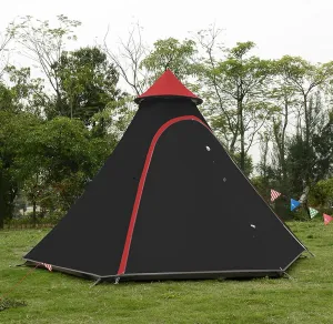 Luxury Yurt Tent for Family Glamping, Waterproof 4 Season Camping Tent for 5-6 People, Canvas Bell Tent for Family Camping, Outdoor Hunting Party