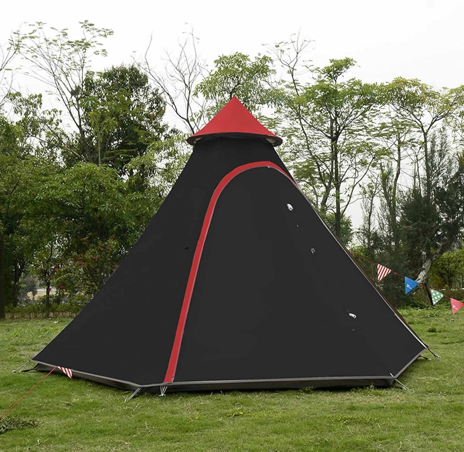 Luxury Yurt Tent for Family Glamping, Waterproof 4 Season Camping Tent for 5-6 People, Canvas Bell Tent for Family Camping, Outdoor Hunting Party