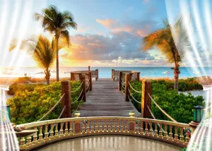 LYWYGG 8x6FT Summer Beach Backdrop Tropical Hawaiian Photography Background Beach Theme Party Backdrops CP-439