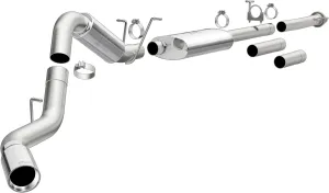MagnaFlow Cat-Back Performance Exhaust System 19026 - Street Series, Stainless Steel 4in Main Piping, Single Passenger Side Rear Exit, Polished Finish 5in Exhaust Tip - Truck Performance Exhaust Kit