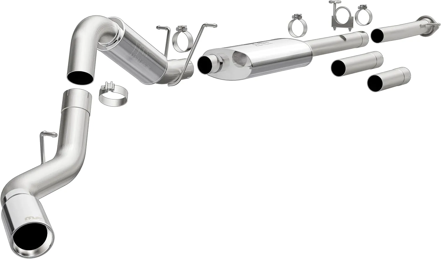 MagnaFlow Cat-Back Performance Exhaust System 19026 - Street Series, Stainless Steel 4in Main Piping, Single Passenger Side Rear Exit, Polished Finish 5in Exhaust Tip - Truck Performance Exhaust Kit