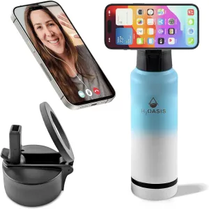 MagSafe Compatible Magnetic Water Bottle With Phone Holder,Stainless Steel Insulated Flask With Magnetic Phone Tripod Mount 360° Rotate, Storage, Leakproof, Strong Magnet (32oz)