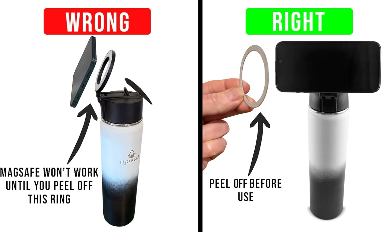 MagSafe Compatible Magnetic Water Bottle With Phone Holder,Stainless Steel Insulated Flask With Magnetic Phone Tripod Mount 360° Rotate, Storage, Leakproof, Strong Magnet (32oz)