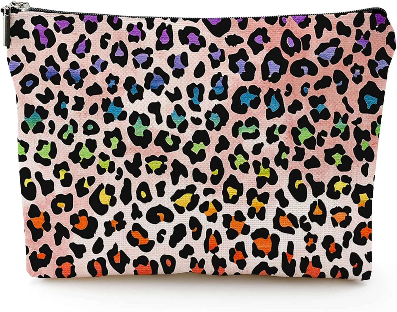 Makeup Bag Cosmetic Travel Makeup Bag Organizer Waterproof Makeup Pouch with Zipper Storage Cosmetic Pouch for Women 7x10in - Colorful Leopard Print