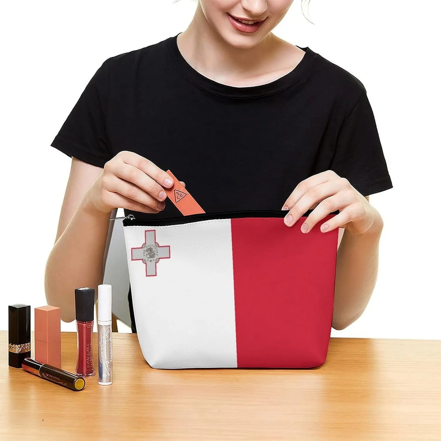 Malta Flag Travel-Friendly Cosmetic Bag Makeup Organizer for Women