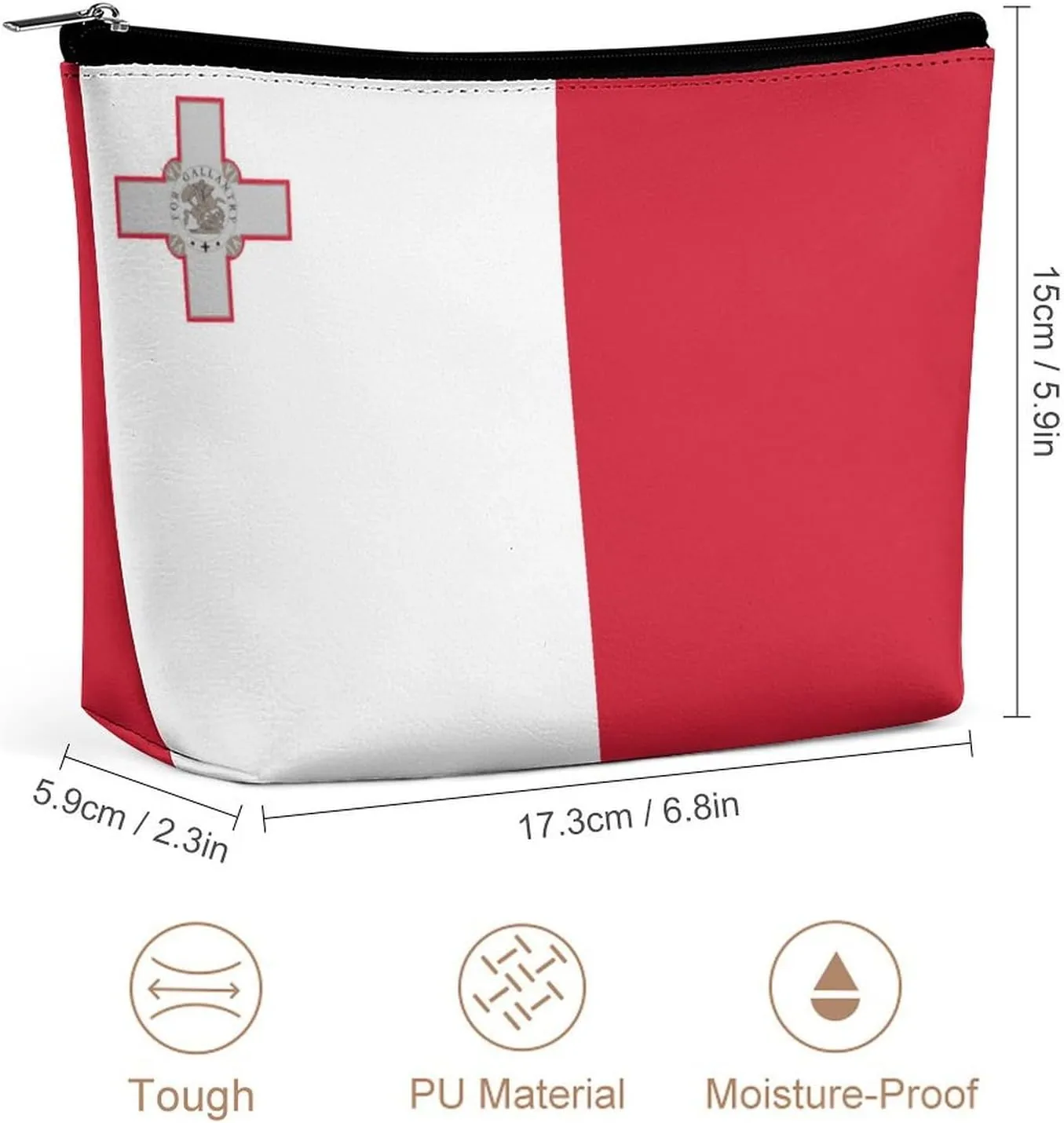 Malta Flag Travel-Friendly Cosmetic Bag Makeup Organizer for Women
