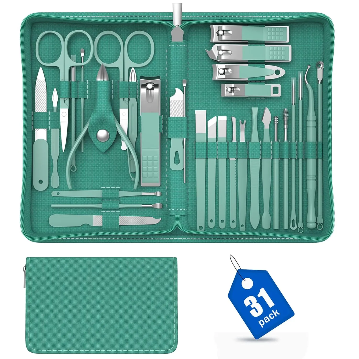 Manicure Nail Clippers Set - Stainless Steel Manicure Nail Clippers Pedicure Kit, Professional Grooming Kit, with Luxurious Travel Case