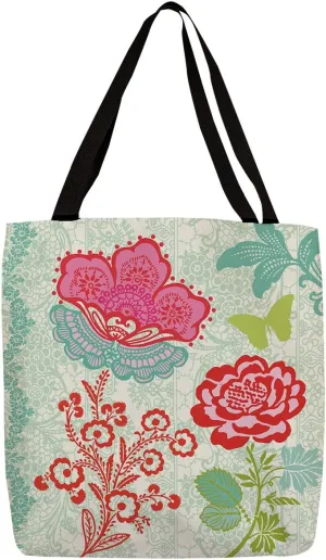 Manual Woodworkers & Weavers Shopping Tote, 18-Inch, Garden Play Green Lace