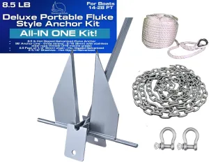 MarineNow Deluxe Portable Fluke Style Anchor Kit Choose 5, 8.5 or 13 lb