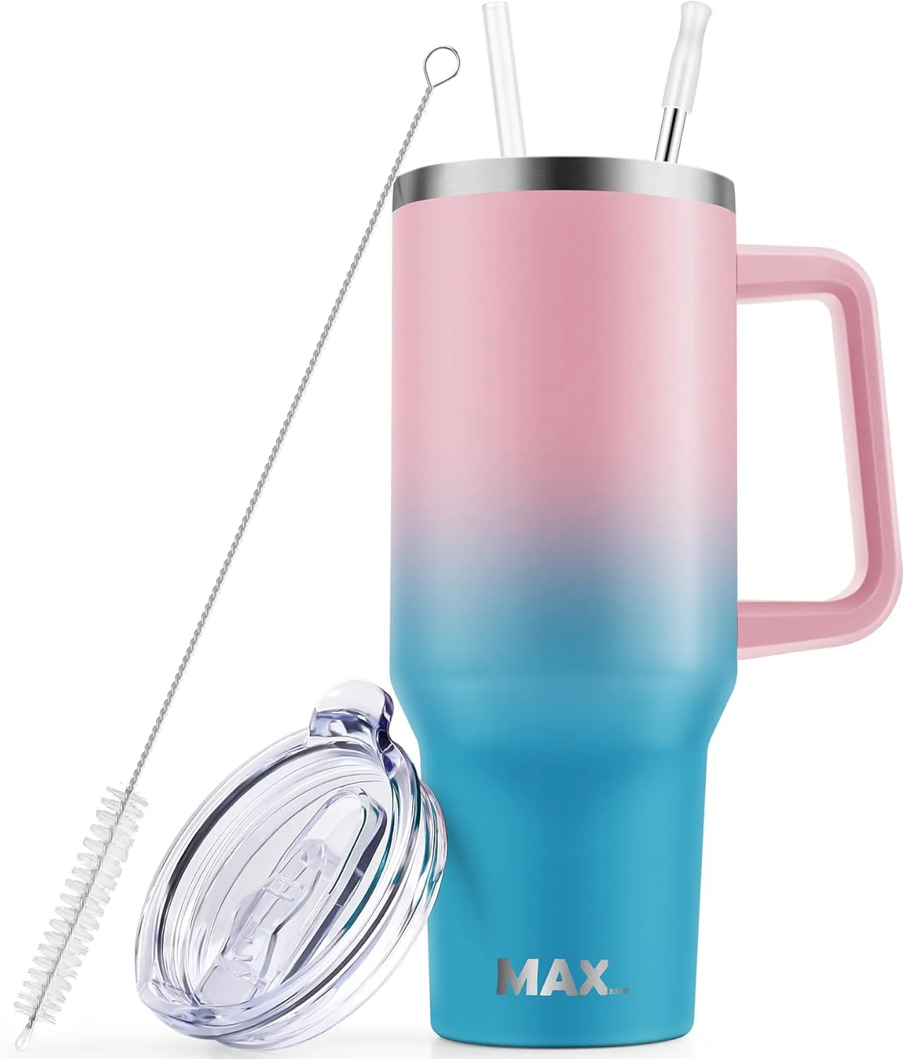 MaxBase 40 Oz Tumbler with Handle and Straw Lid, Insulated Reusable Stainless Steel Travel Mug Keeps Drinks Cold up to 34 Hours, 100% Leakproof Bottle (Bubble)