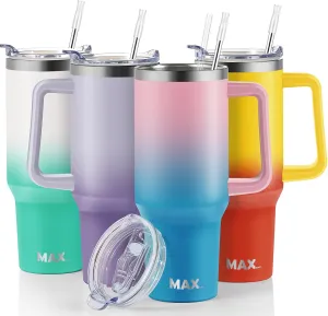 MaxBase 40 Oz Tumbler with Handle and Straw Lid, Insulated Reusable Stainless Steel Travel Mug Keeps Drinks Cold up to 34 Hours, 100% Leakproof Bottle (Bubble)