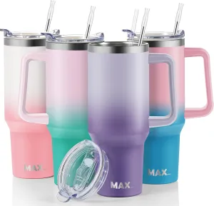 MaxBase 40 Oz Tumbler with Handle and Straw Lid, Insulated Reusable Stainless Steel Travel Mug Keeps Drinks Cold up to 34 Hours, 100% Leakproof Bottle (GradientPurple)