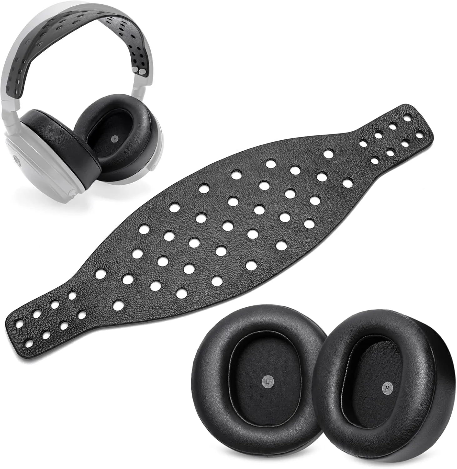Maxwell Ear Pads   Wide Lambskin Headband Strap Compatible with Audeze Maxwell Wireless Gaming Headset, Premium Double-Sided Leather Handcrafted, Durable, Comfortable & Cooler