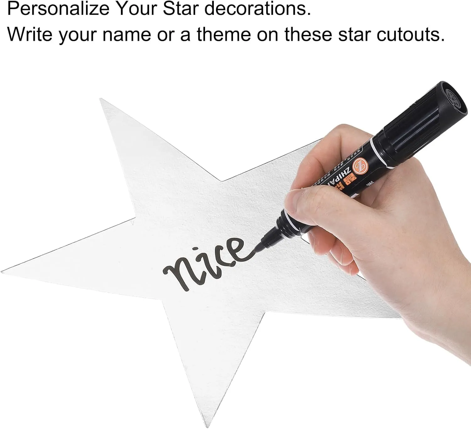 MECCANIXITY 48Pcs Silvery Star Cutouts Double Printed Paper Stars Decoration Cardboard Star for Classroom Wall Party Movie Night Party Supplies, 11 Inches