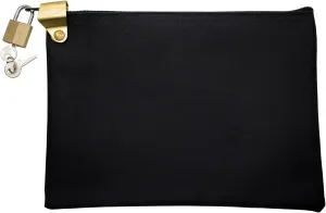 Medication Zipper Hood Security Bag with Included Padlock and Keys (Black)